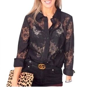 CAbi NWOT Women’s St. Regis Black Lace Blouse Top Small
